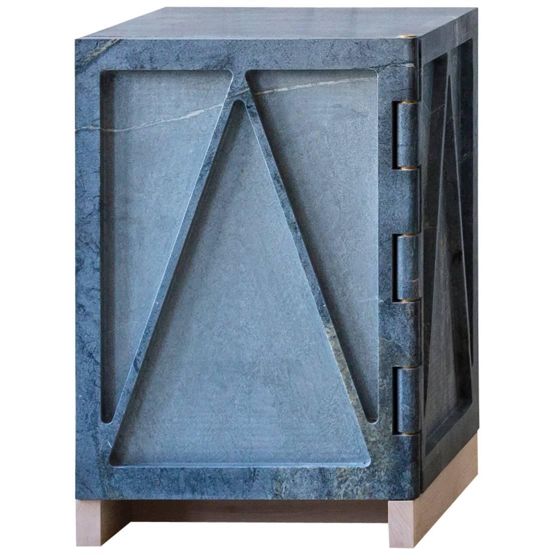 Limited Edition Single Door Relief Stone Cabinet in Soapstone by Fort Standard