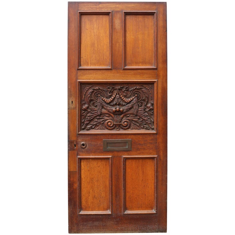 Victorian Carved Oak Front or Exterior Door For Sale at 1stDibs