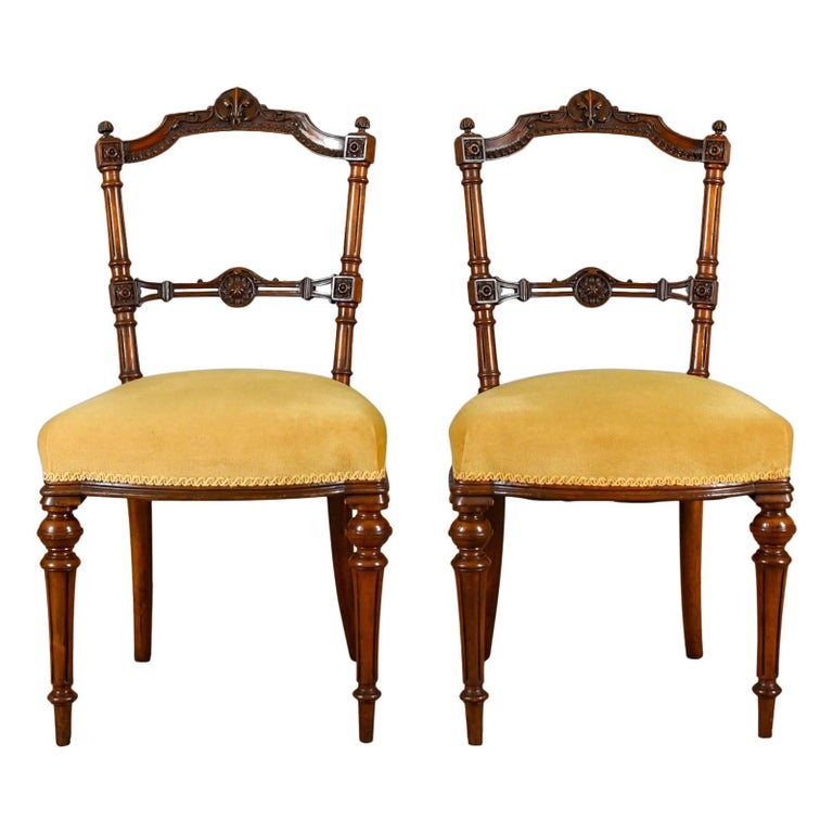 Pair Of Antique Chairs, English, Walnut, Aesthetic Period, Circa Pair of Antique Chairs, English, Walnut, Aesthetic Period, circa 1880 For Sale - Pair Of Antique Chairs, English, Walnut, Aesthetic Period, Circa