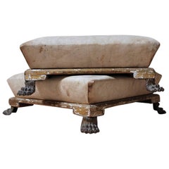 Pair of Regency Period Giltwood and Upholstered Footstools, circa 1810-1815