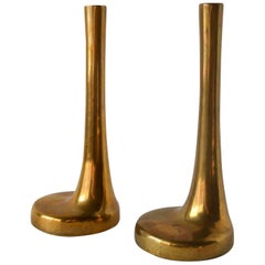 Pair of 1970s Italian Single Flower Brass Vases