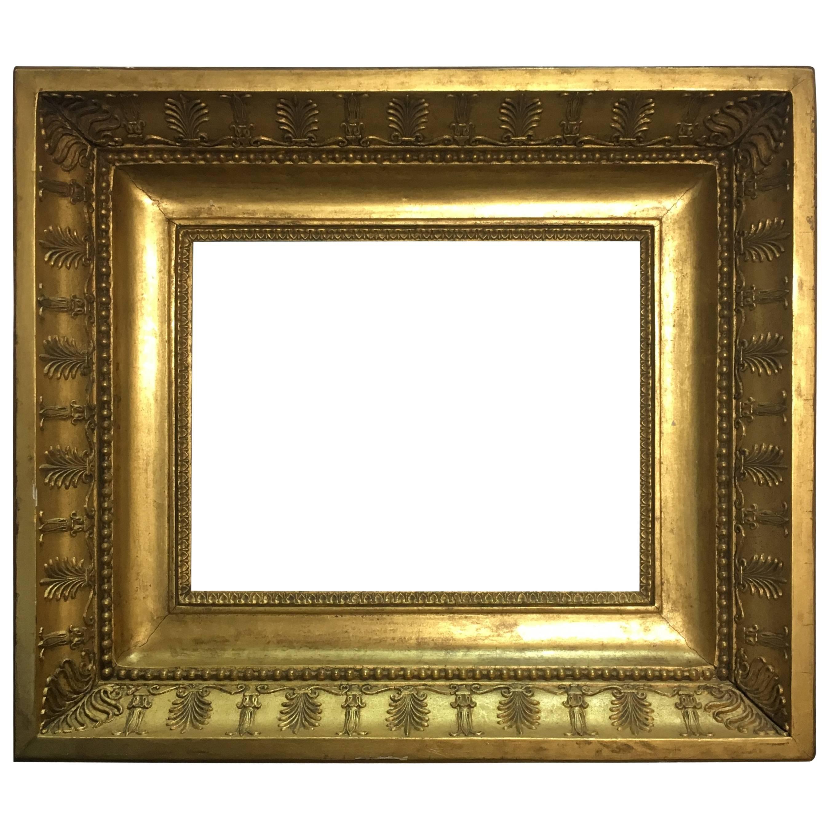 Late 19th Century Italian Neoclassical Wood Frame with Gold Leaf Cover For Sale