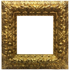 Italian Contemporary Hand-Carved Wood Frame with Gold Leaf Cover