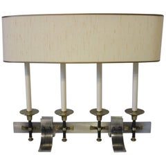 Brushed Metal and Brass Table Lamp in the Manner of Stiffel and Tommy Parzinger
