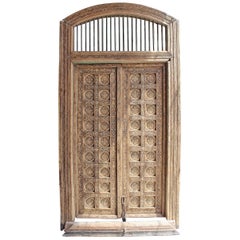 Vintage 19th Century Bone Inlayed Wooden Double Front Door