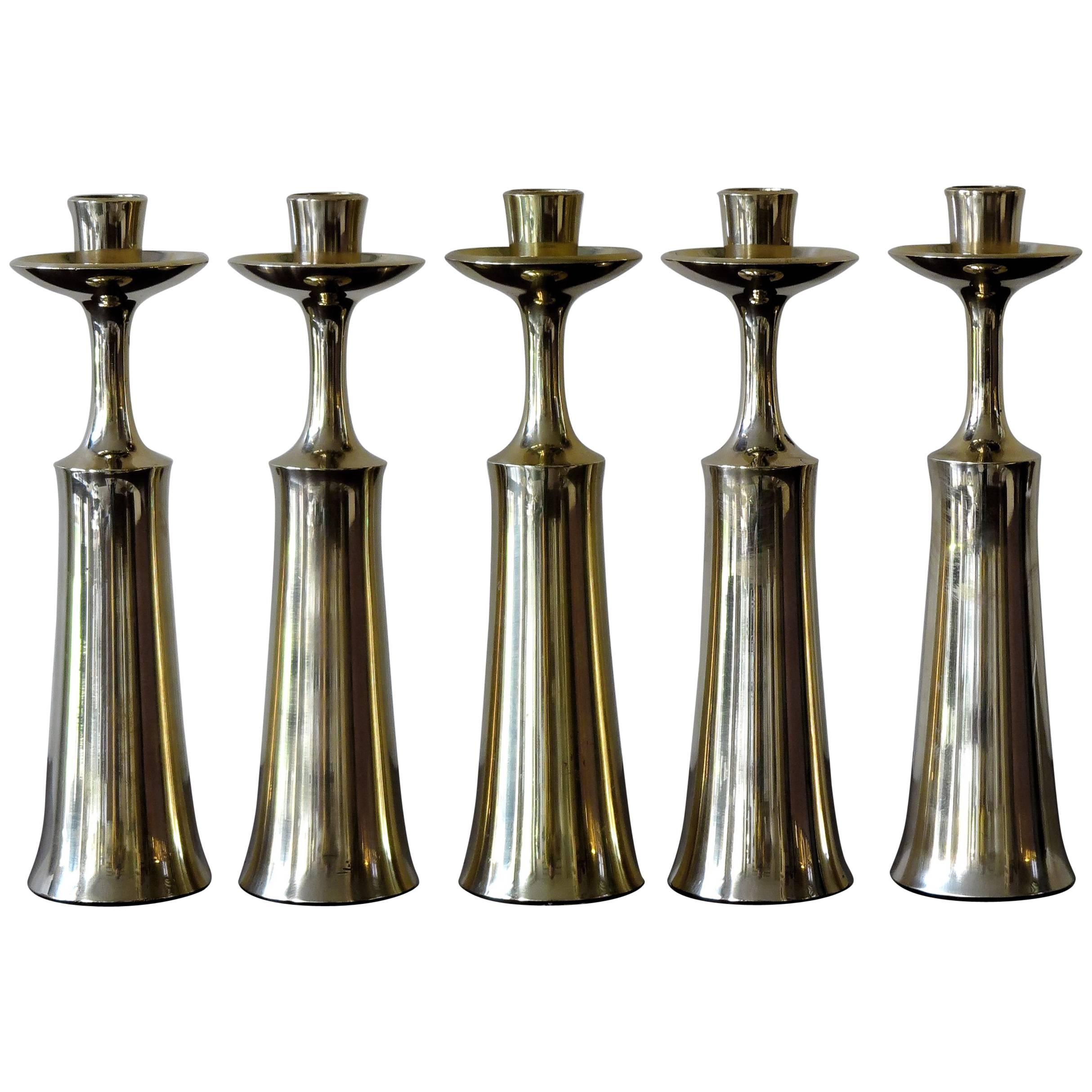 1950s Jens Harald Quistgaard Scandinavian Brass Candlesticks for Dansk Design