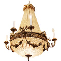Neoclassical Style Monumental French Bronze and Crystal Chandelier