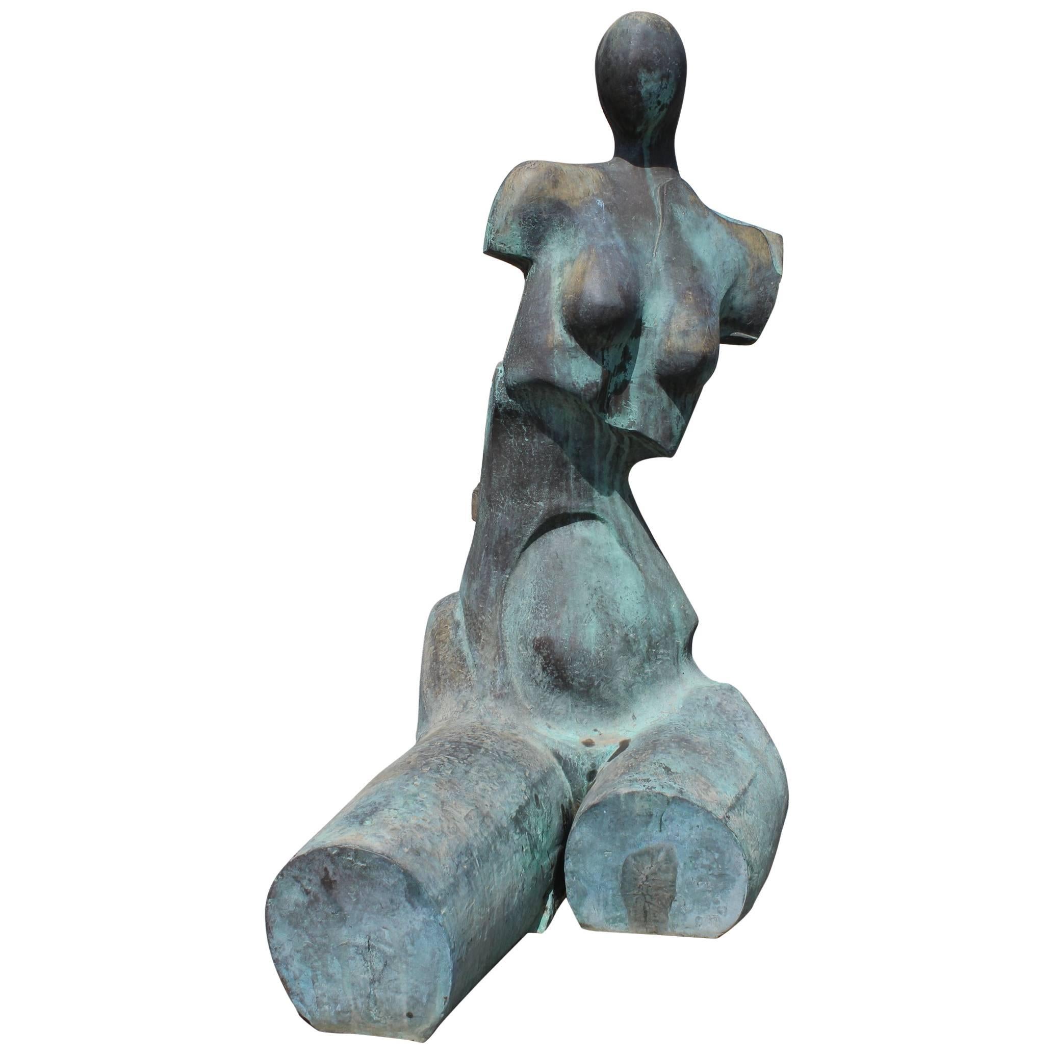 1980s Bronze Abstract Sculpture of the Female Body