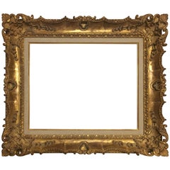 Italian Contemporary Hand-Carved Wood Frame with Gold Leaf Cover, Custom Sizes