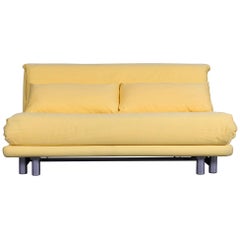 Ligne Roset Multy Designer Fabric Bed-Sofa Yellow Two-Seat