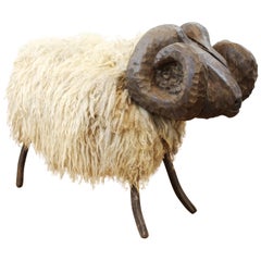 Midcentury Wood and Metal Sheep 