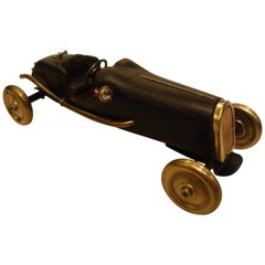 Early Racing Car Model, Indianapolis Type, Brass and Wood, Automobilia