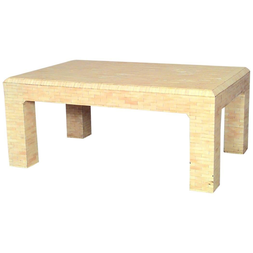 American Modern Design Faux Ivory Coffee Table For Sale