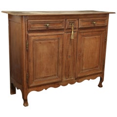 19th c. Large French Inlaid Wood Buffet Found in Flanders, Belgium