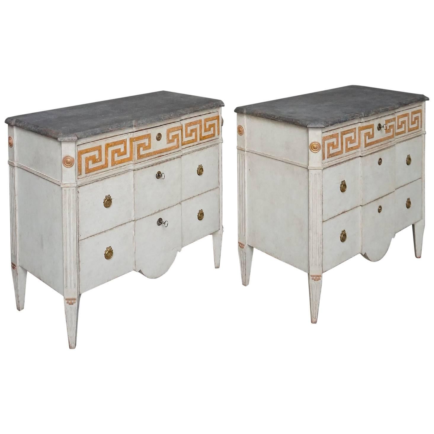 Pair of Neoclassical Commodes with Greek Key Detail