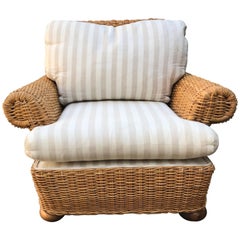 Michael Taylor Style Woven Wicker Rattan Lounge Chair