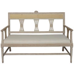 Swedish Settee with Floral Crest in the Gustavian Style