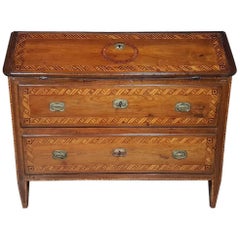 18th Century Italian Louis XVI Inlay Wood Chest of Drawers with Secretaire