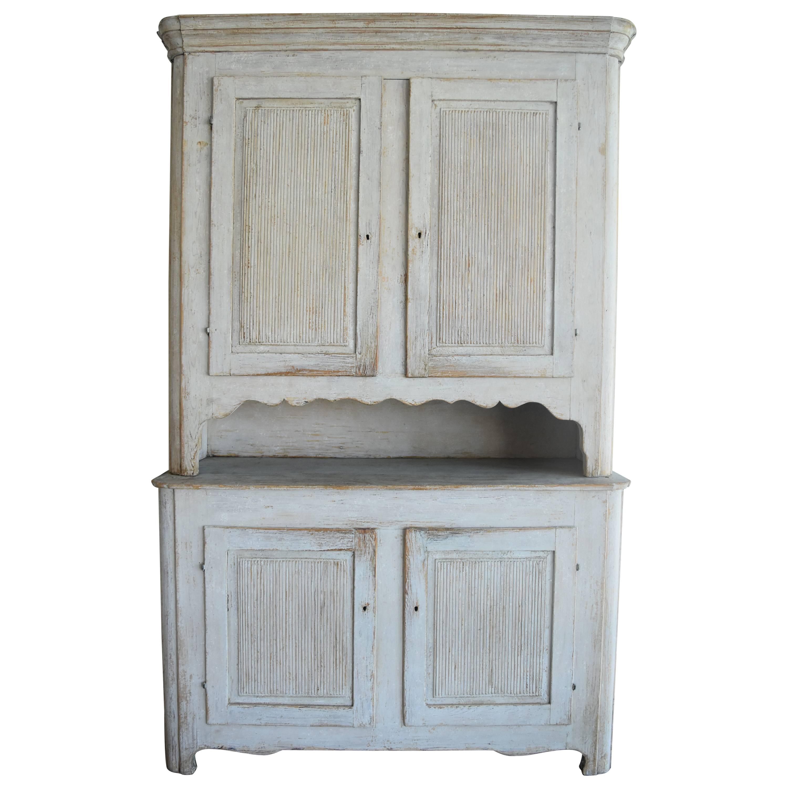 19th Century Gustavian Two Part Painted Cabinet from Sweden