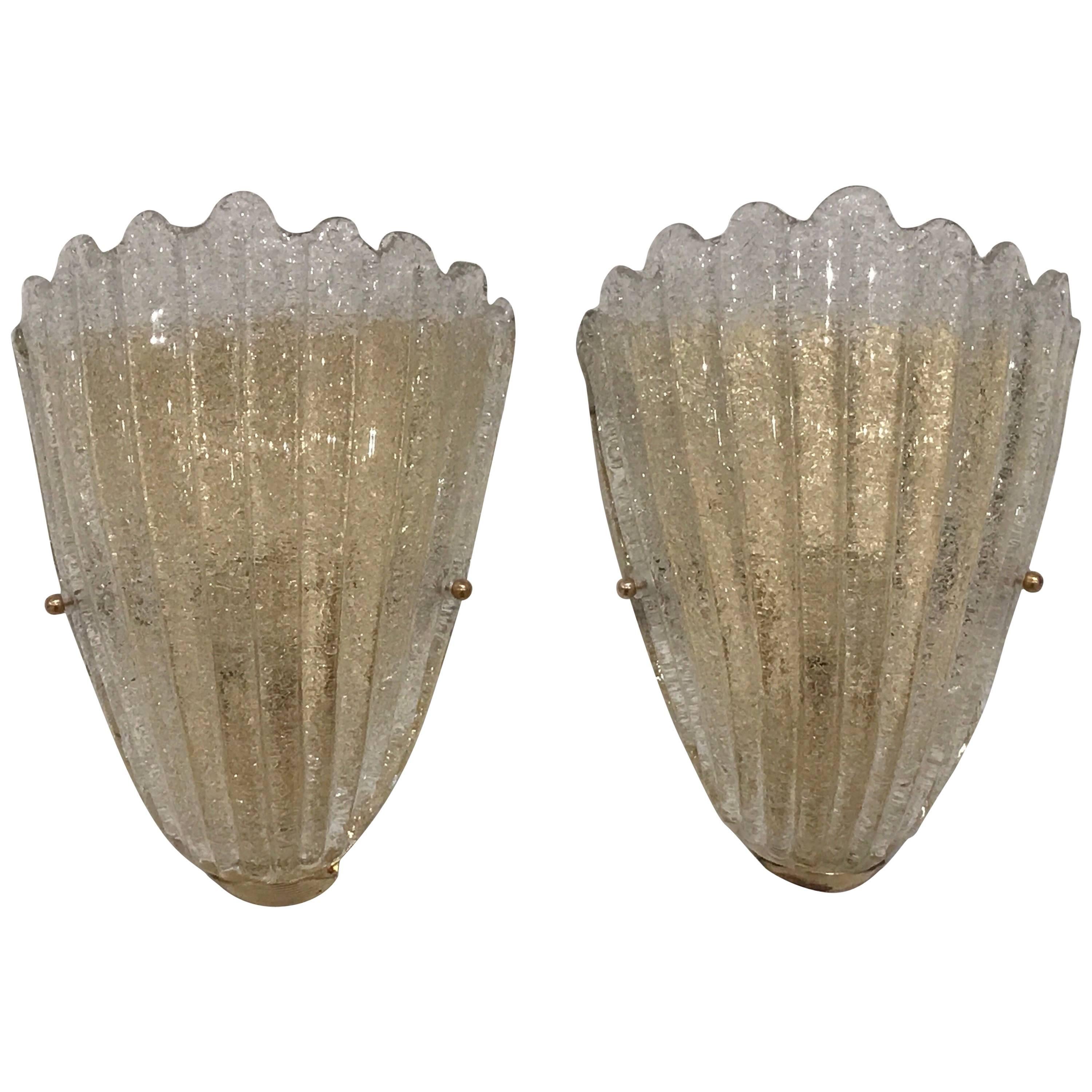 Pair of Clam Shell Wall Sconces in Cast Resin by Sirmos at 1stdibs