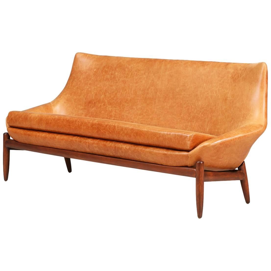 Danish Modern "Anita" Leather Wingback Sofa by Danish De Luxe