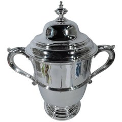 Monumental Antique English Sterling Silver Covered Trophy Cup