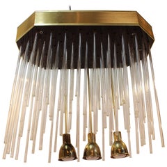 Italian Midcentury Chandelier or Flush Mount with Optic Lights