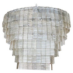 Large Tiered Oval Smoked Murano Glass Chandelier