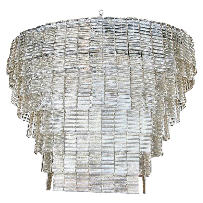Grande lampadario ovale a più livelli in vetro di Murano fumé