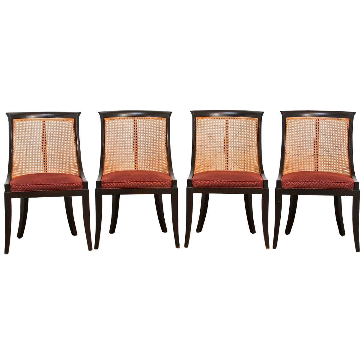 Set of Four James Mont Style Ebonized Dining Chairs