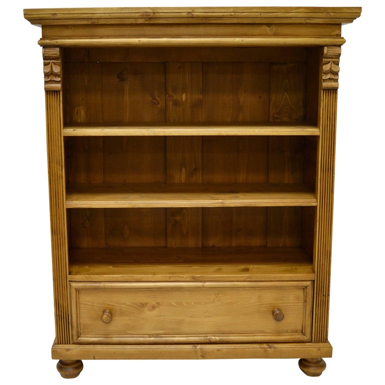 Pine Bookcase with Drawer at 1stDibs