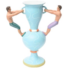 Italian L"Aquilone Hand-Painted Ceramic Vessel/ Vase/ Sculpture