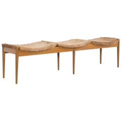 Arthur Umanoff Mid-Century Modern Bench Upholstered in Brazilian Cowhide