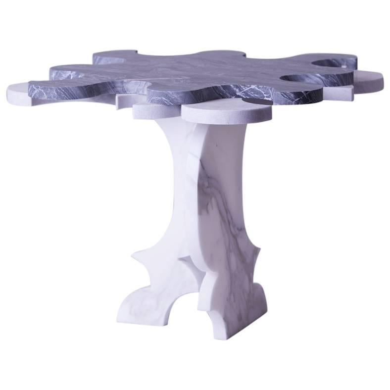 Contemporary Marble Carrera Puzzle Side Table