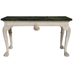 Palladian White Console Table with Serpentine Marble Top