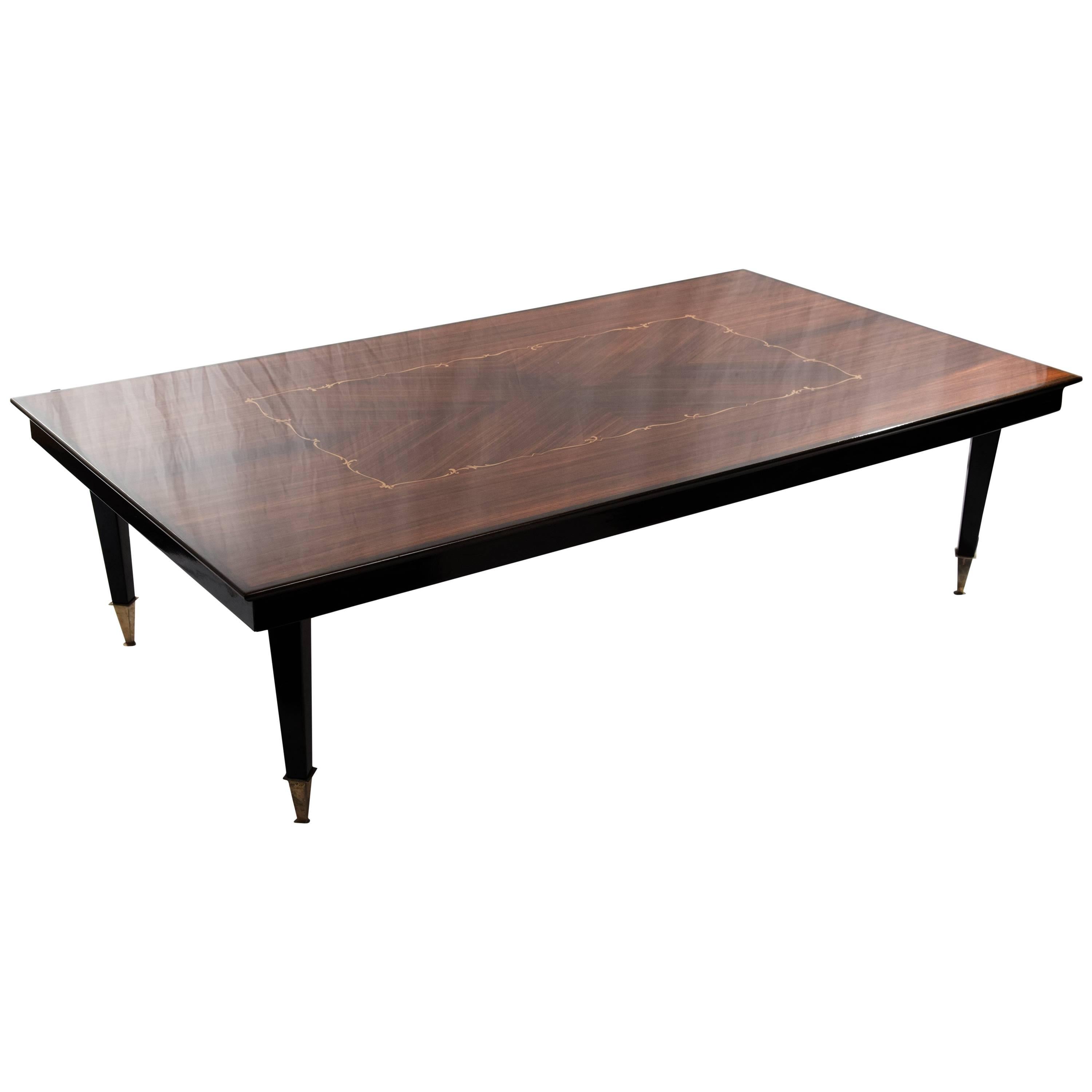 Walnut Coffee Table with Marquetry Inlay