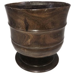 Exceptional 17th Century Carved English Wassail Bowl in Figured Lignum Vitae