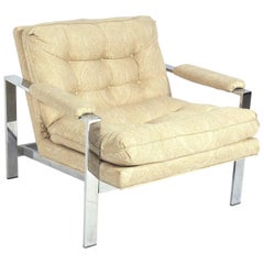 Vintage Clean Lined Chrome Lounge Chair by Milo Baughman