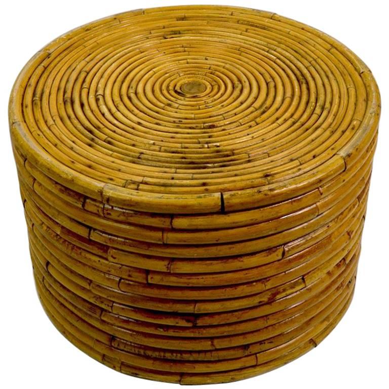 Circular Rattan Bamboo End Table