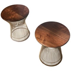 Pair of Warren Platner for Knoll Side Tables with Walnut Tops