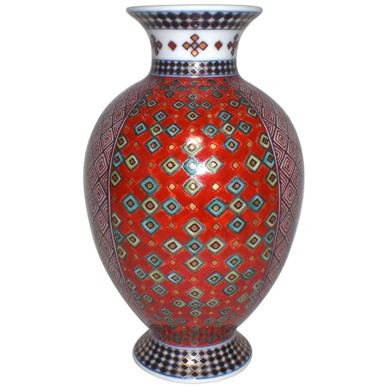 Contemporary Decorative Porcelain Vase by Japanese Master Porcelain