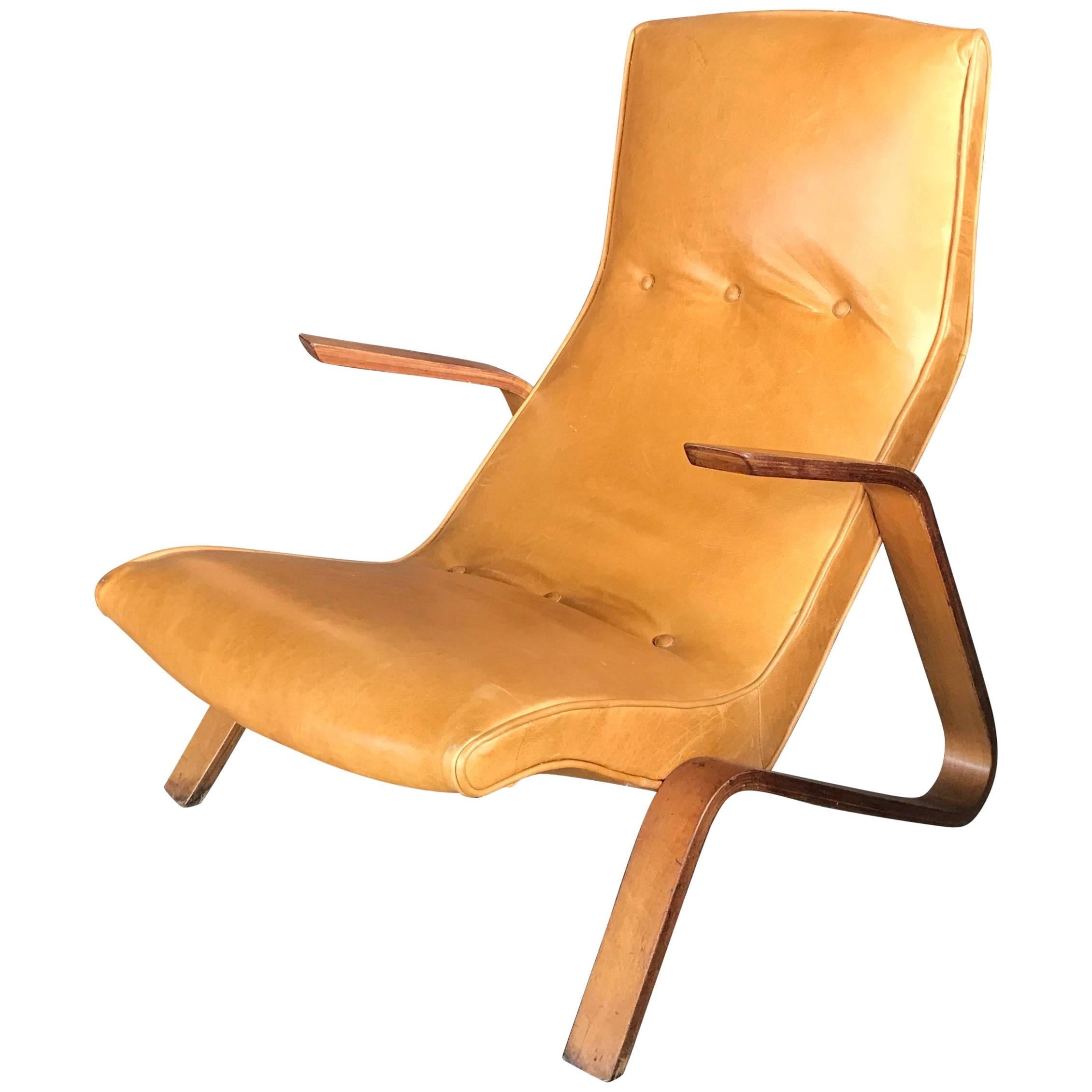 Earl Eero Saarinen "Grasshopper" Lounge Chair in Caramel Leather