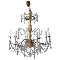 Italian Geneviere Style Giltwood and Crystal Chandelier