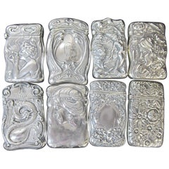 American Art Nouveau Period Silver Vesta Cases