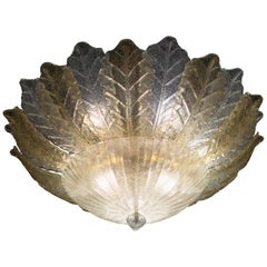 Lustre royal à feuilles de plafond Barovier & Toso:: Murano:: années 1980