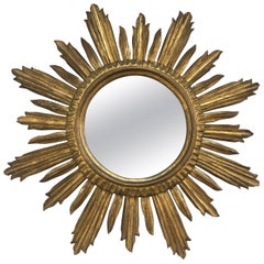 Vintage French Giltwood Sunburst Mirror