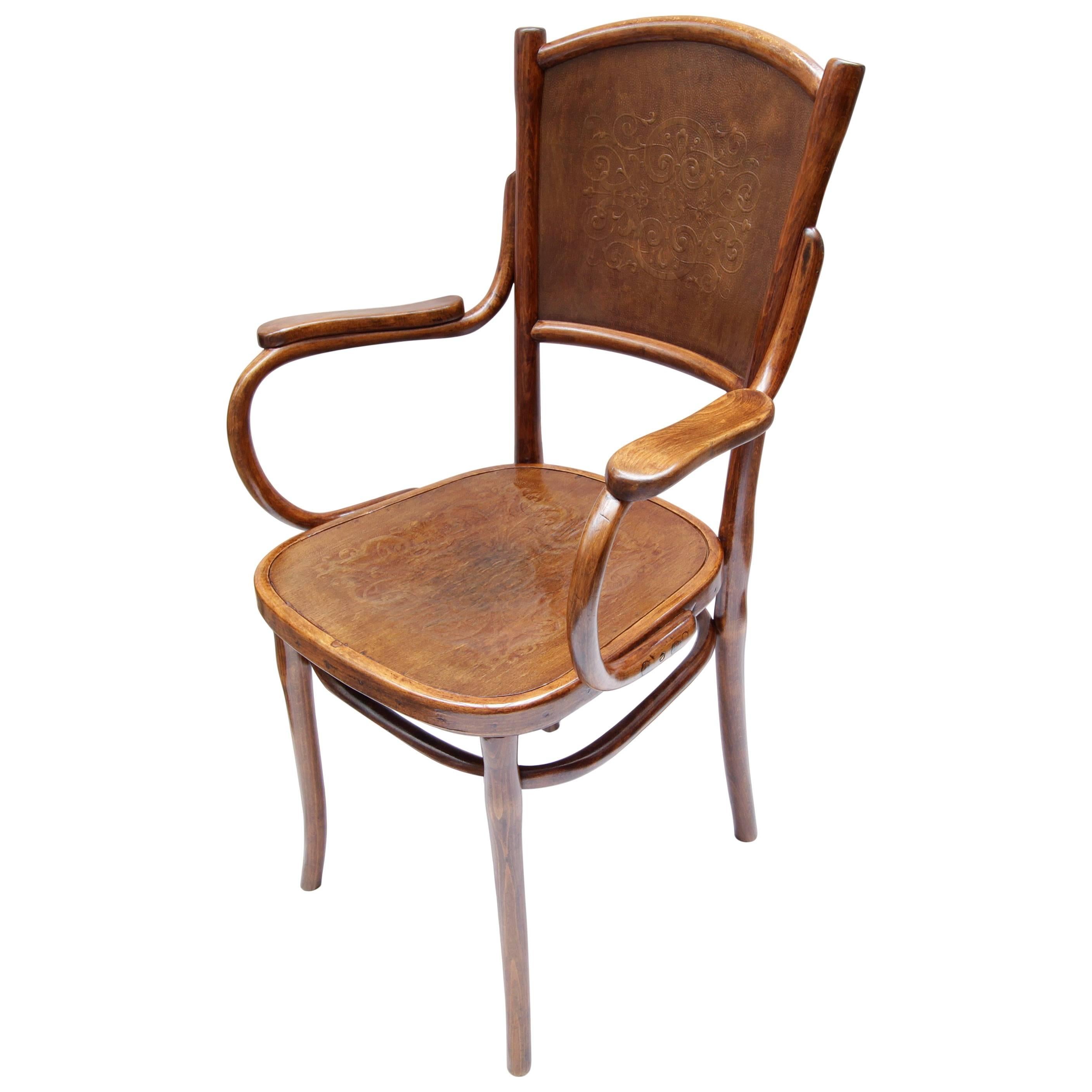 Jugendstil-Sessel aus Bugholz im Angebot