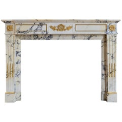 Louis XVI Style Arabescato Marble Fireplace, 19th Century