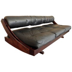 Canapé de jour en cuir noir Gianni Songia Modèle GS-195 pour Sormani:: Italie:: 1963