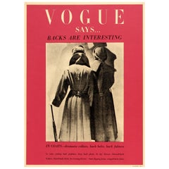 Original Vintage Fashion Advertising Poster - Vogue Says Backs Are Interesting